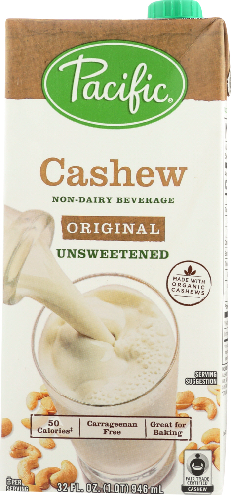 Pacific Natural Foods Cashew Beverage - Organic - Unsweetened- Case Of 6 - 32 Fl Oz - 0052603066525
