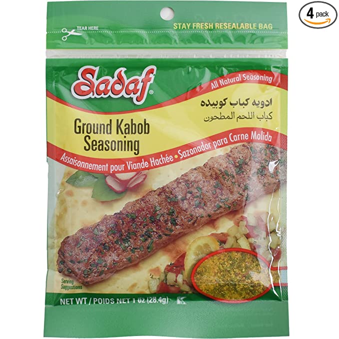  Sadaf Meat Kabob Seasoning 4 x 1 oz - Middle eastern and mediterranean kabob spices and seasonings mix - Kosher, packed in the USA (Pack of 4)  - 052851116126