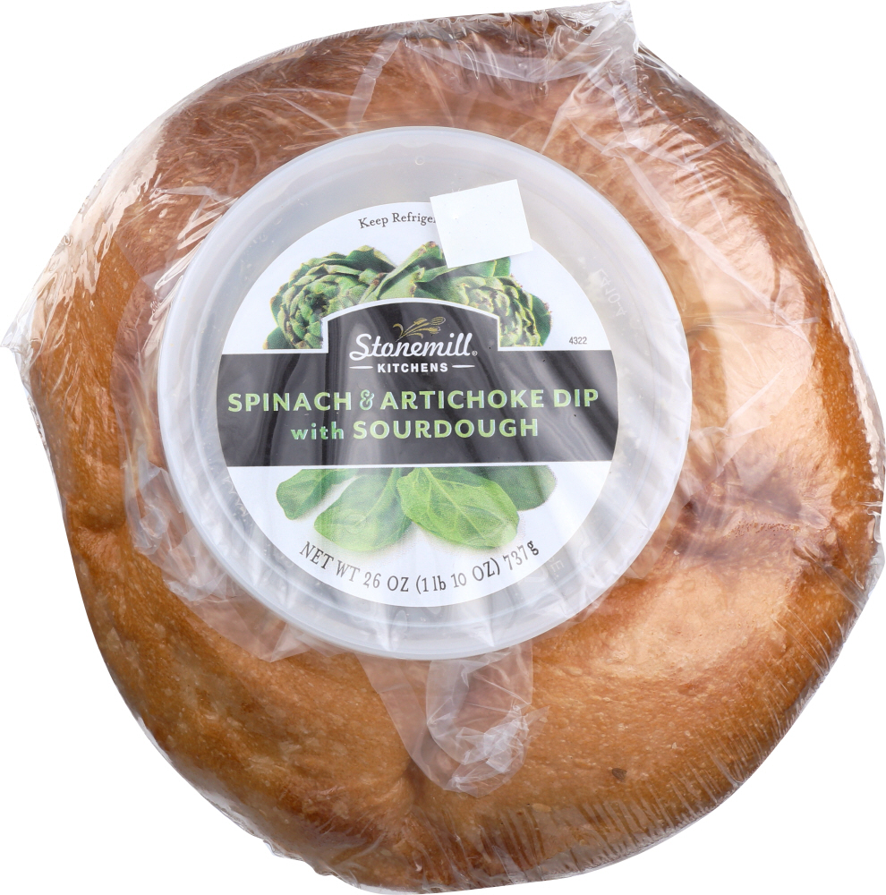 Stonemill Kitchens, Sourdough Bread Bowl With Spinach Artichoke Parmesan Dip - 054627210014