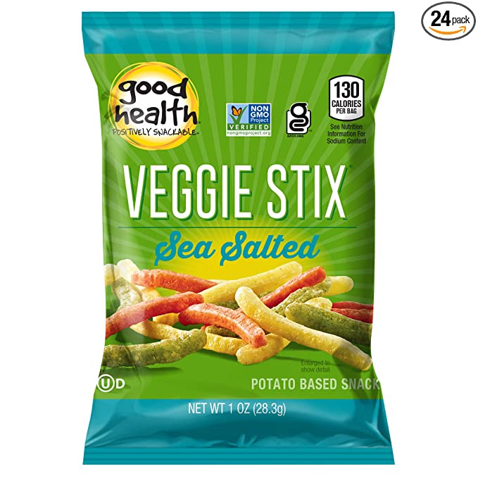 Good Health Veggie Stix Sea Salt Bag, Gluten Free, Crunchy, Great for Lunches or Snacking on The Go, 24 Oz, 24 Count - 714532191586