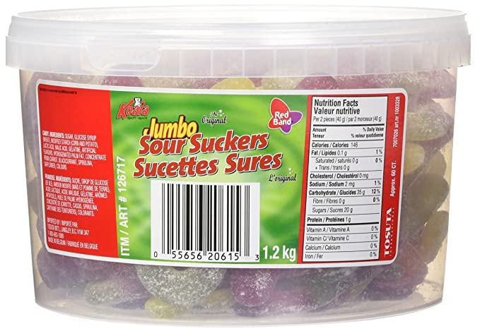  Koala Sour Suckers Gummy Candy, 1.2kg/42.32oz 60 count  - 055656206153