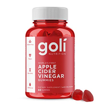 Apple Cider Vinegar Gummy Vitamins by Goli Nutrition - Immunity & Detox - (1 Pack, 60 Count, with The Mother, Gluten-Free, Vegan, Vitamin B9, B12, Beetroot, Pomegranate) - 055840400015