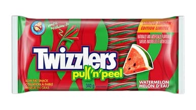  TWIZZLERS Pull 'N' Peel Watermelon Licorice Candy, Limited Edition, 340g/12 oz., {Imported from Canada}  - 056600809659