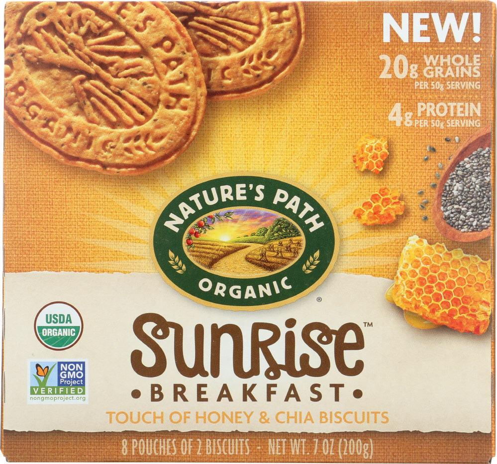 NATURES PATH: Sunrise Touch of Honey & Chia Breakfast Biscuits, 7 oz - 0058449160007