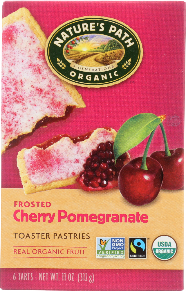 NATURE’S PATH: Organic Frosted Cherry Pomegranate Toaster Pastries, 11 oz - 0058449410157