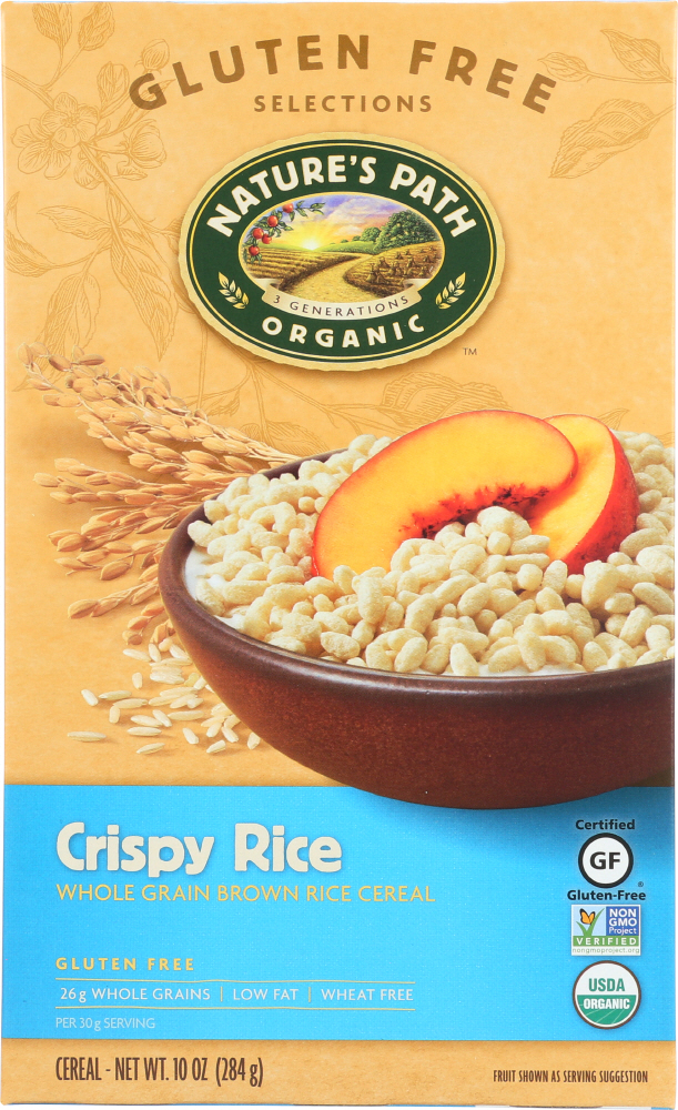  Natureâ€™s Path Organic Gluten Free Crispy Rice Cereal, Non-GMO, 35g Whole Grains, Low Fat, 10 Ounce (Pack of 6) - 058449550006