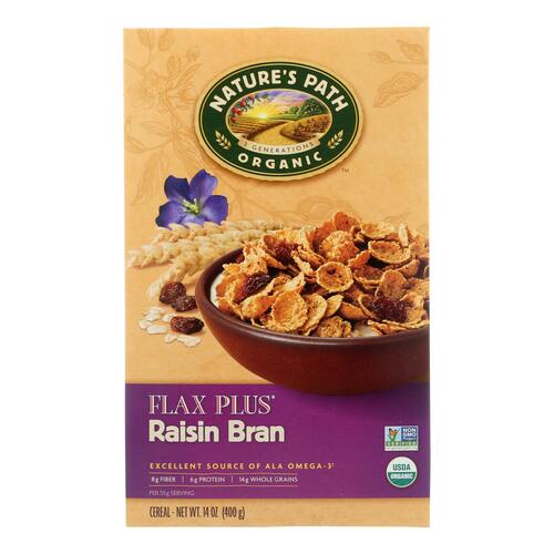  Natures Path, Cereal Flax Plus Raisin Bran Organic, 14 Ounce  - 058449770992