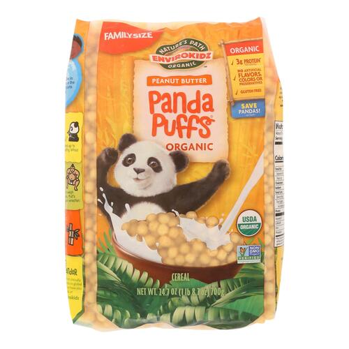  Panda Puffs Organic Peanut Butter Cereal, 1.54 Lbs. Earth Friendly Package (Pack of 3), Gluten Free, Non-GMO, EnviroKidz by Nature's Path  - 058449870128