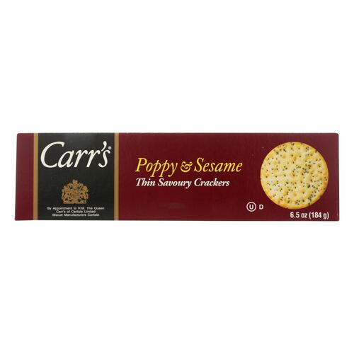 Carr's - Crackers - Poppy And Sesame - Case Of 12 - 6.5 Oz. - 059290574531