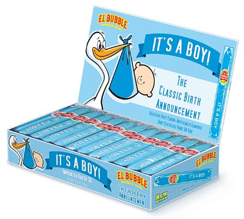 El Bubble, It'S A Boy! The Classic Birth Annoucement Bubble Gum Cigars, Fruit - 059642003757