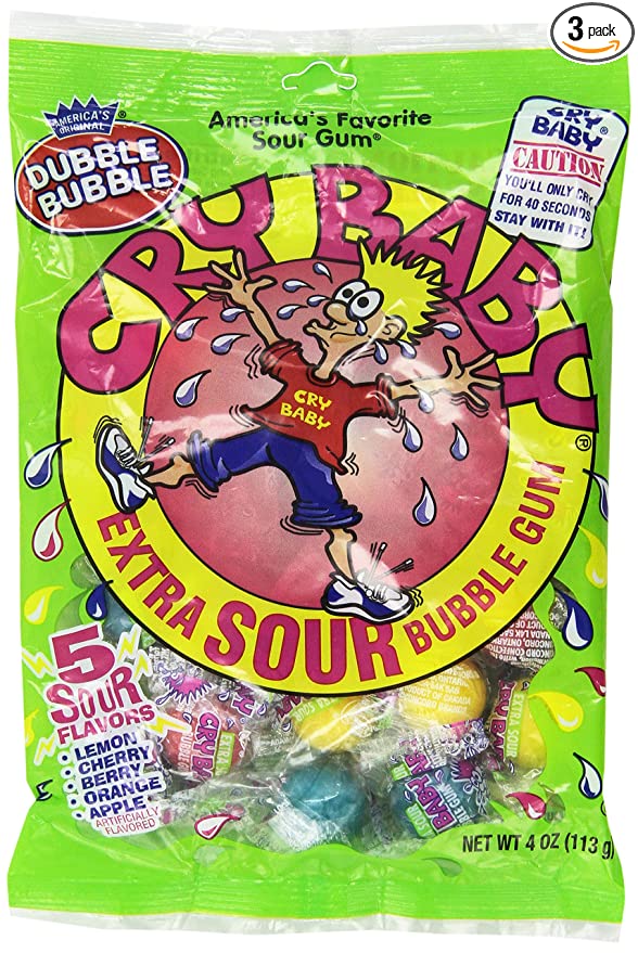 Dubble Bubble, Cry Baby, Extra Sour Bubble Gum - 059642131924