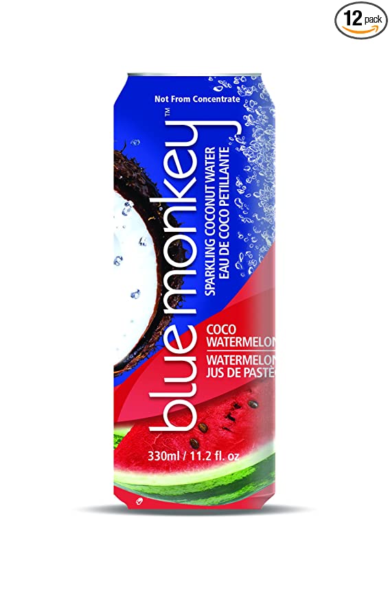  blue monkey Sparkling Coconut Juice, Watermelon, 134.4 Fl Oz (Pack of 12)  - 059654450129