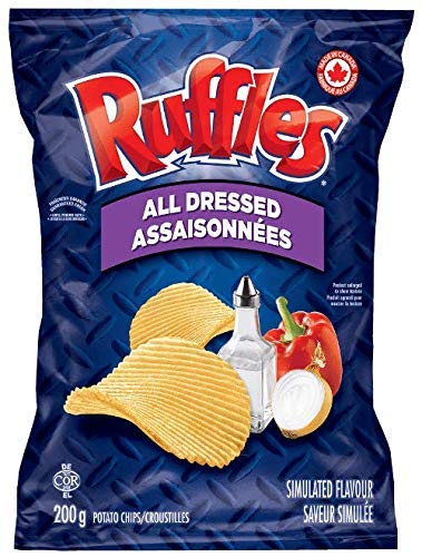  Lay's Ruffles All Dressed Chips - Large Bag - 200 Gram - Imported from Canada - 060410047231