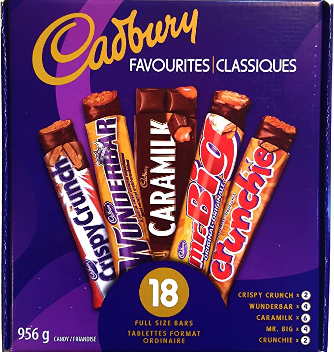  Cadbury Favourites 18 Full Size Chocolate Bars 2.1lbs (Canadian Product)  - 061200015591