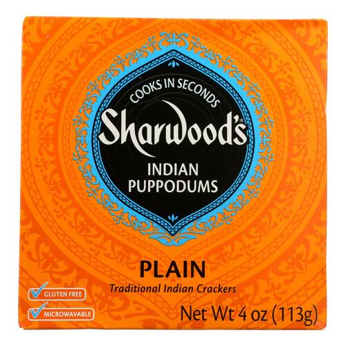 Sharwood Plain Traditional Indian Crackers - Case Of 12 - 4 Oz - 062058816408