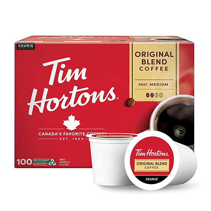 Tim Hortons Original Blend, Medium Roast Coffee, Single-Serve K-Cup Pods Compatible with Keurig Brewers, 100ct K-Cups - 063209113483