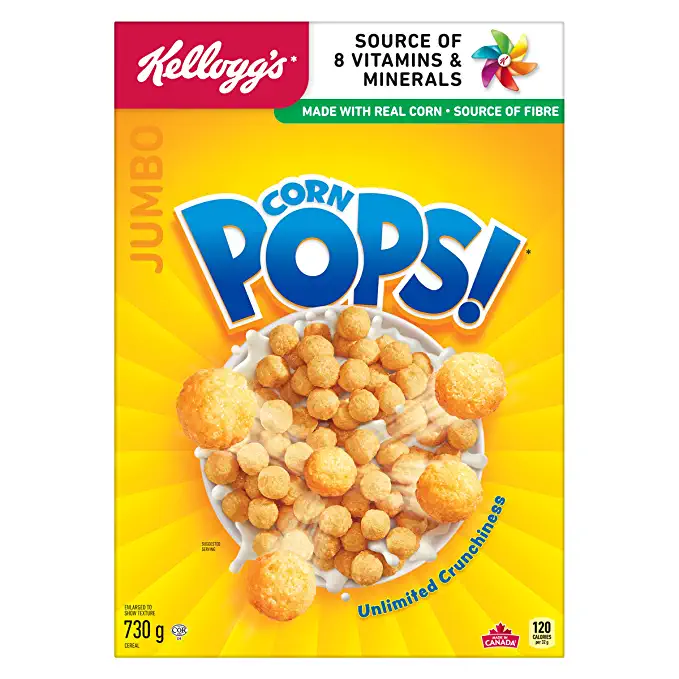  Kellogg's Corn Pops Cereal Jumbo Size 730 Gram 25.75 ounces Imported From Canada - 064100595743