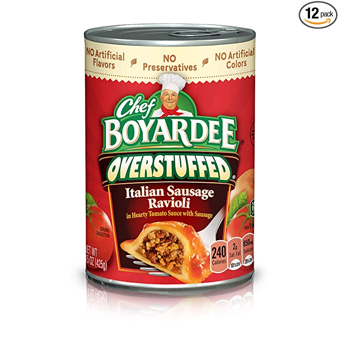 Chef Boyardee Overstuffed Italian Sausage Ravioli, 15 oz, 12 Pack - 064144042128