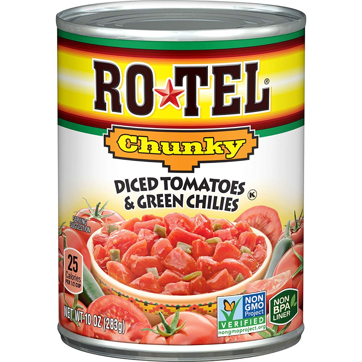 RO TEL: Chunky Diced Tomatoes and Green Chilies, 10 oz - 0064144282418