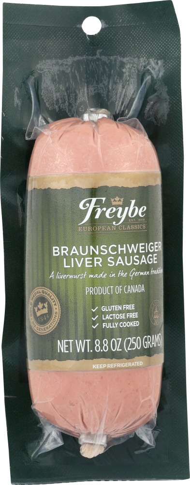 FREYBE: Braunschweiger Liver Sausage 8.8 Oz - 0064359502257