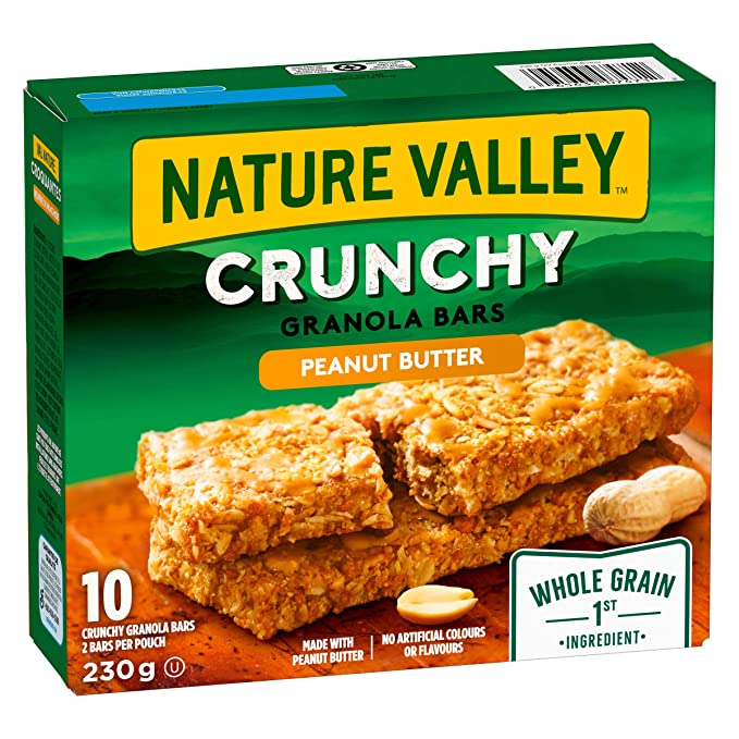 NATURE VALLEY Crunchy Peanut Butter Granola Bars, 10-Count, 230g/8.1 oz, Imported from Canada} - 065633074712