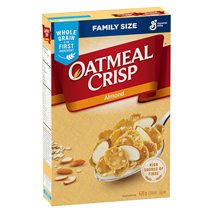 General Mills Oatmeal Crisp Almond Cereal, Family Size, 628g/22.2 oz, Imported from Canada} - 065633158160