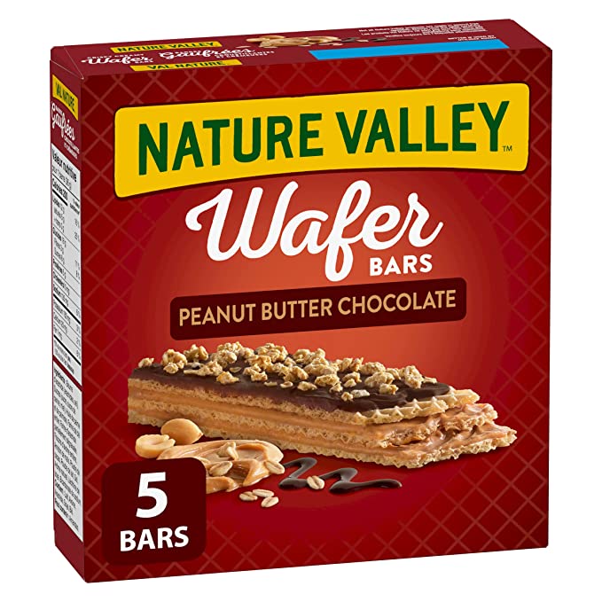 NATURE VALLEY Crispy Creamy Wafer Bars, Peanut Butter Chocolate, 5 Count per box, 184g/6.5 oz, Imported from Canada} - 065633163225