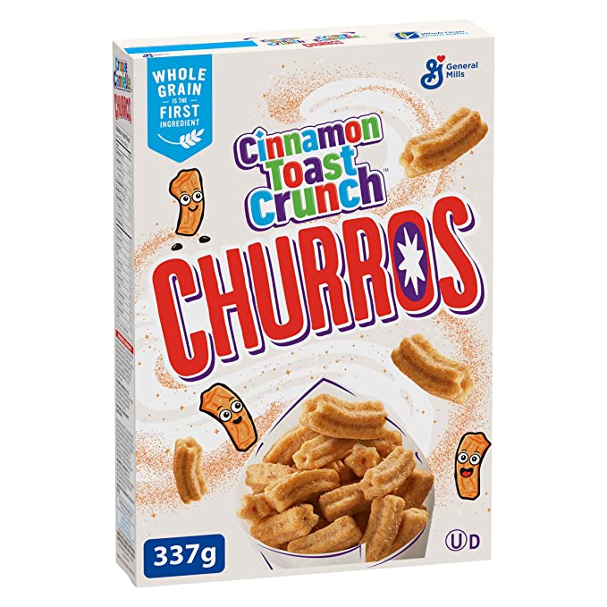  Cinnamon Toast Crunch Churros Cereal, 337g/11.9 oz, Imported from Canada} - 065633164383