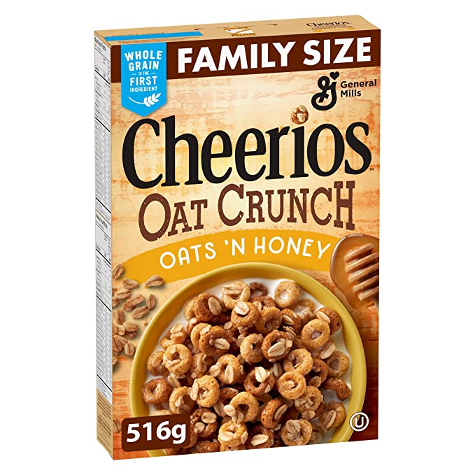  Cheerios Oat Crunch Oats 'N Honey Cereal, 516g/18.2 oz, Imported from Canada} - 065633164420