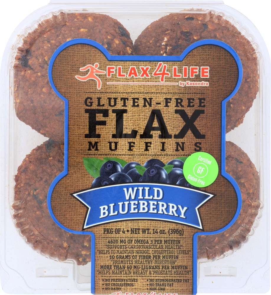Wild Blueberry Gluten-Free Flax Muffins, Wild Blueberry - 065776631537