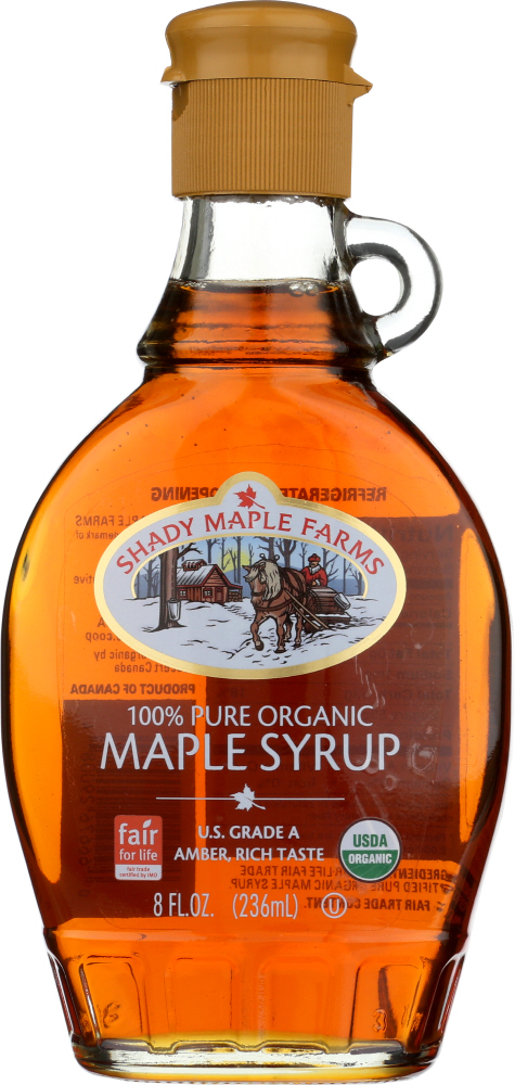 SHADY MAPLE FARMS: Organic Grade A Dark Amber Maple Syrup, 8 Oz - 0066676290084
