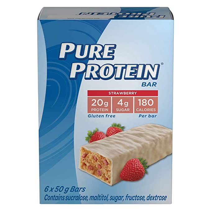  Pure Protein, Strawberry with Greek Yogurt Coating 6ct x 50g/1.8oz., {Imported from Canada}  - 067002309630