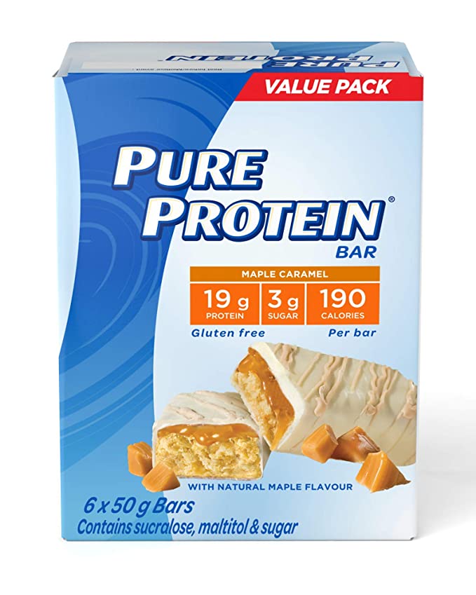 Pure Protein Bars, Gluten Free, Snack Bar, Maple Caramel, 50g/1.7oz, 6ct, {Imported from Canada} - 067002311930