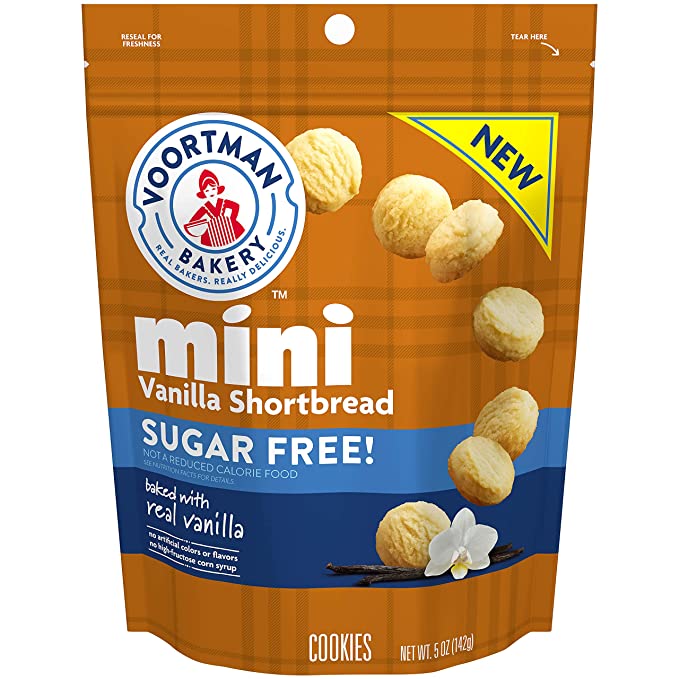  Voortman Bakery Sugar Free Vanilla Shortbread Mini Cookie, 5 Ounce  - 067312050086