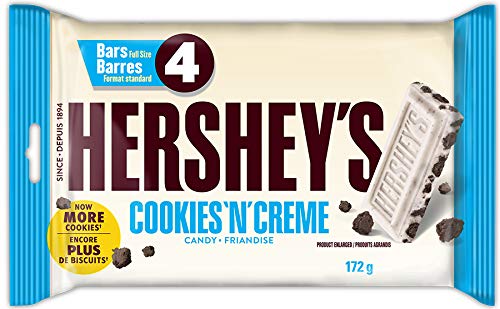 Hershey's Chocolate Bars, Cookies 'N' Creme, 4ct, 172g/6.1oz., {Imported from Canada} - 068000713924