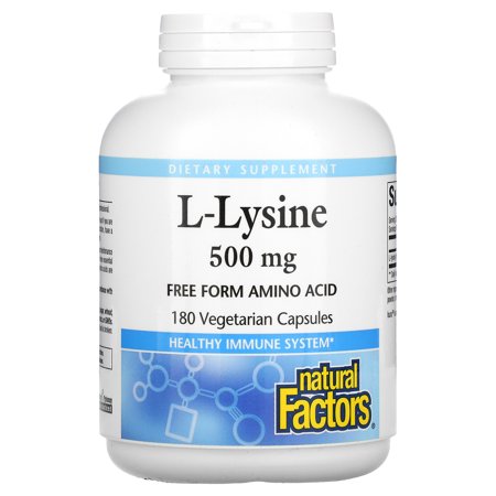Natural Factors L-Lysine 500 mg 180 Vegetarian Capsules - 068958028248