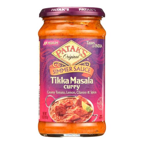 Pataks Simmer Sauce - Tikka Masala Curry - Medium - 15 Oz - Case Of 6 - 069276070315