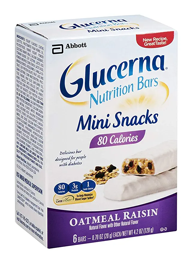  Glucerna Nutrition Bars Mini Snacks Oatmeal Raisin, 6 Bars (0.70 oz) - 070074630267