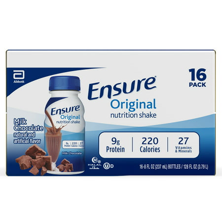 Ensure Original Nutritional Drink with 9 Grams of protein Meal Replacement Shakes Milk Chocolate 8 fl oz 24 count - 070074643458