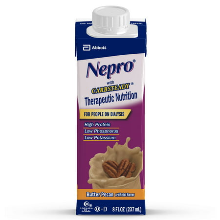 Nepro Nutrition Shake for People on Dialysis, with 19 Grams of Protein, 420 Calories, Butter Pecan, 8 fl oz, 24 Count (B07HHG34QX) - 070074647982