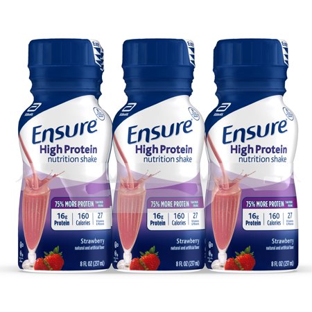 Ensure High Protein Nutritional Shake, 16g Protein, Meal Replacement Shakes, With Nutrients to Support Immune System Health, Strawberry, 8 fl oz, 24 Count (B01N5NZY4Q) - 070074665467