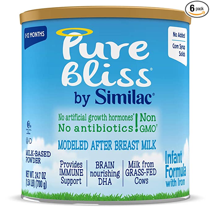  Pure Bliss by Similac Infant Formula, Modeled After Breast Milk, Non-GMO Baby Formula, 24.7 ounces, (Pack of 6)  - 070074675909