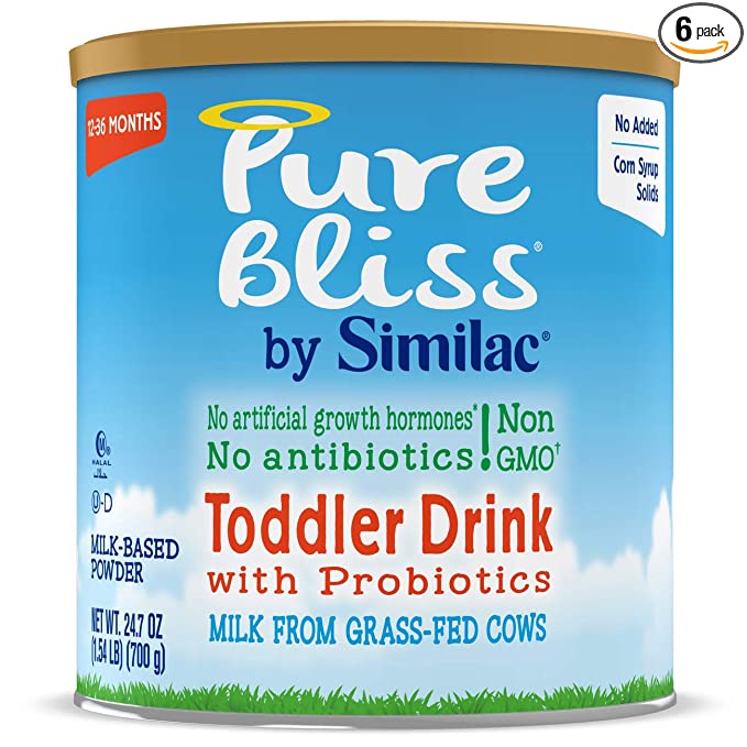  Pure Bliss by Similac Toddler Drink with Probiotics, Starts With Fresh Milk From Grass-Fed Cows, Non-gmo Toddler Formula, 24.7 Oz, 6 Count  - 070074675916