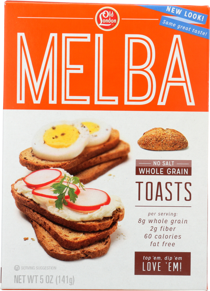 OLD LONDON: Melba Unsalted Whole Grain Toasts, 5 oz - 0070129290545