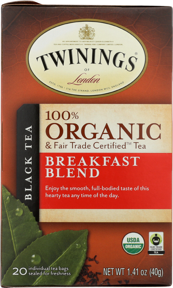 TWINING TEA: Breakfast Blend Organic Tea, 20 bg - 0070177278786