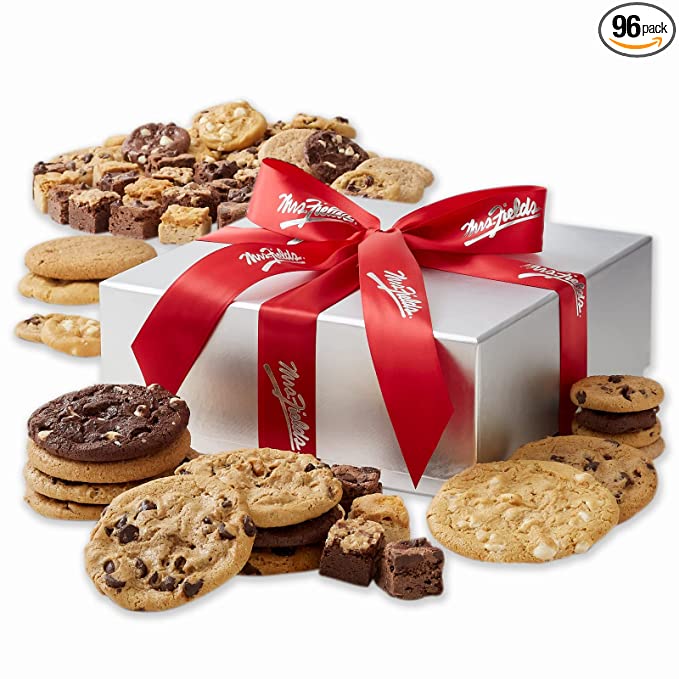 Mrs. Fields Cookies Sterling Cookie Box - Includes Nibblers Bite-Sized Cookies, Brownie Bars and Original Cookies - Holiday or Any Occasion Gift - 070203000558