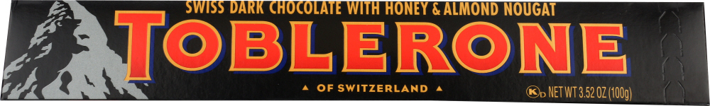 TOBLERONE: Swiss Dark Chocolate with Honey and Almond Nougat, 3.52 oz - 0070221011727