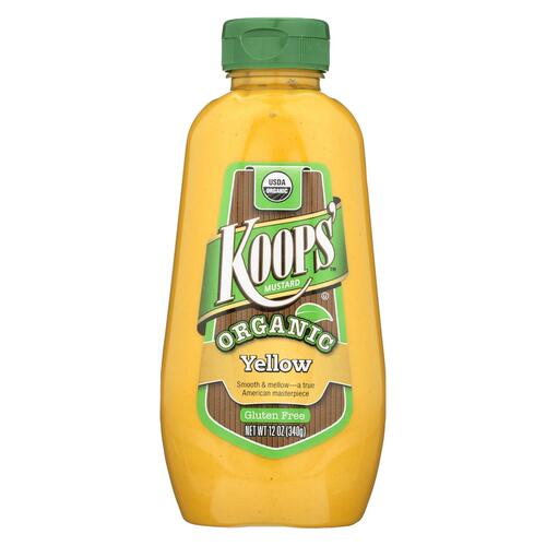 Koops' Organic Mustard: Yellow Gluten Free - Case Of 12 - 12 Oz - 0070281001164