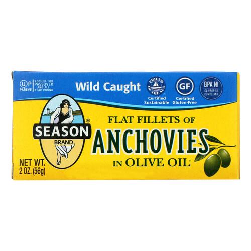 Season Flat Anchovies In Olive Oil - Case Of 12 - 2 Oz - 070303022320
