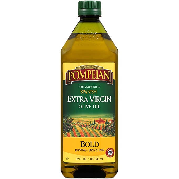  Pompeian Spanish Bold Extra Virgin Olive Oil, First Cold Pressed, Strong, Fruity Flavor, Perfect for Dipping and Drizzling, 32 FL. OZ.  - 070404005918